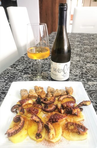 Con el pulpo a feira y los tacos de albacora