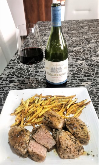 Con el solomillo de cerdo en masala