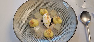 Postre : Aguacate, café, jengibre y lima