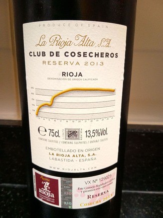 Club de Cosecheros La Rioja Alta Reserva 2013, DO Ca Rioja