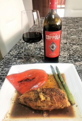 Con el pollo a la naranja