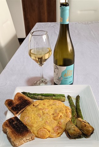 Con la tortilla de camarones