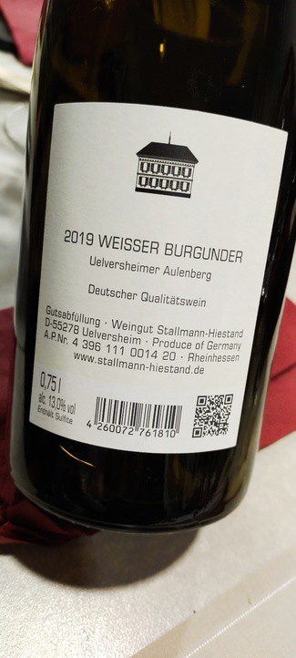 Stallmann-Hiestand Weisser Burgunder Aulenberg Trocken 2019