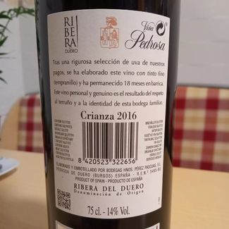 Viña Pedrosa Crianza 2016, DO Ribera del Duero