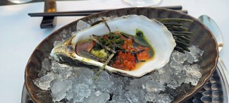 Ostra... en Tokio en el mercado de Tsukiji.