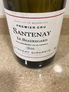 Vincent Girardin Santenay 1er Cru Le Beauregard Rouge 2016