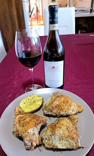 Con el pollo al horno en masala