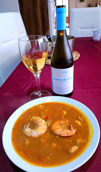 Con el caldoso de langostinos