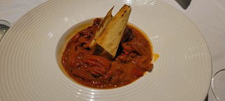 Pimientos de cristal con emulsión de aceite de oliva.