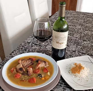 Con las lentejas con costilla y chorizo