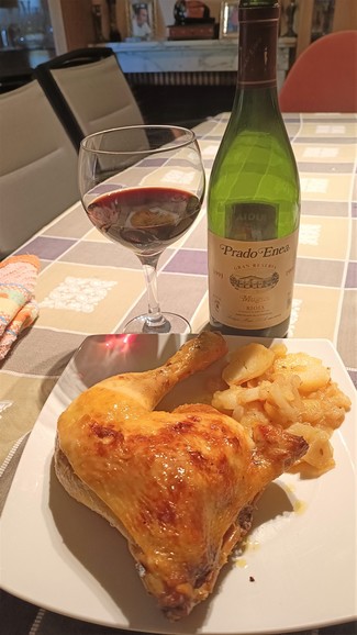 Con el pollo al horno