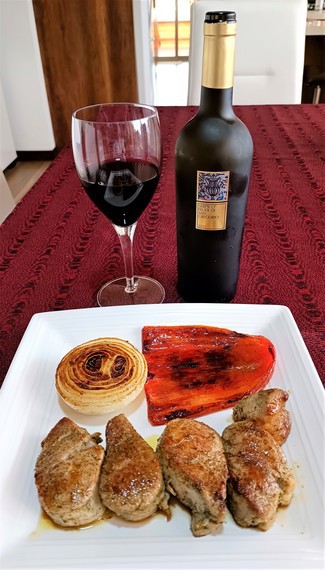 Con los solomillitos de cerdo en masala
