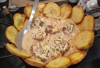 El solomillo con la crema de quesos