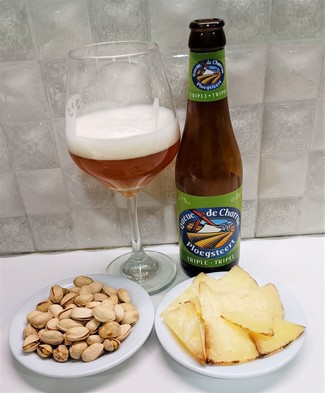 Con el queso manchego y los pistachos