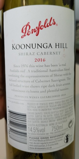Penfolds Koonunga Hill Shiraz Cabernet 2016