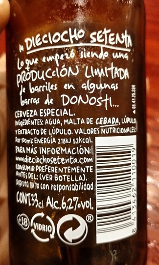 18/70 Cerveza de Donosti S/A