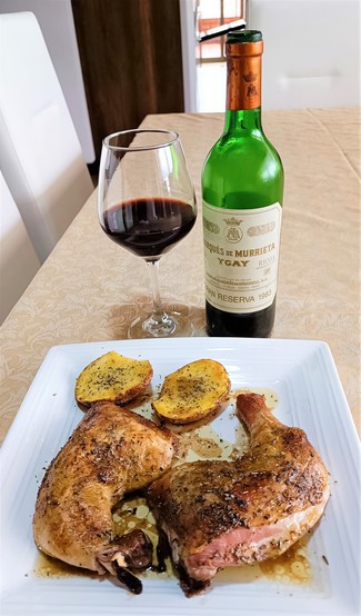 Con el pollo al horno en masala