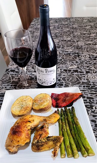 Con el pollo de corral al horno