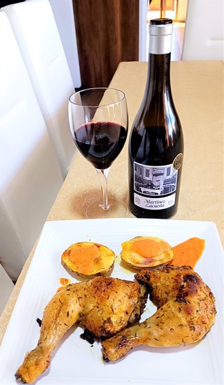 Con el pollo de corral al horno