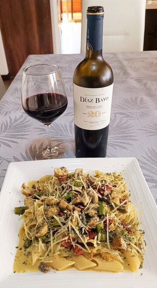 Con los "penne rigate" con trufa, portobellos y parmesano