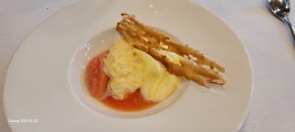 Arroz con leche con espuma de naranja