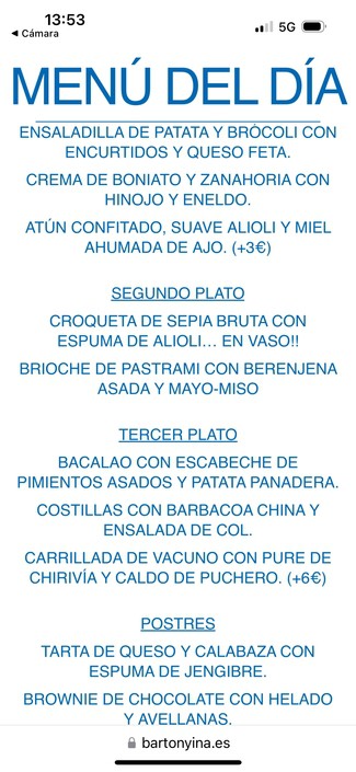 menu