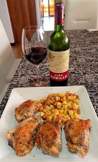 Con los contramuslos de pollo en masala