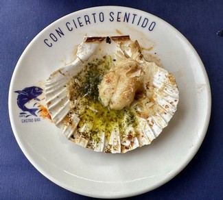 Zamburiñas y vieira a la plancha con cítricos y Katsuobushi