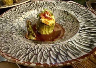 Alcachofa al horno, sobrasada de chato murciano y bechamel con parmesano