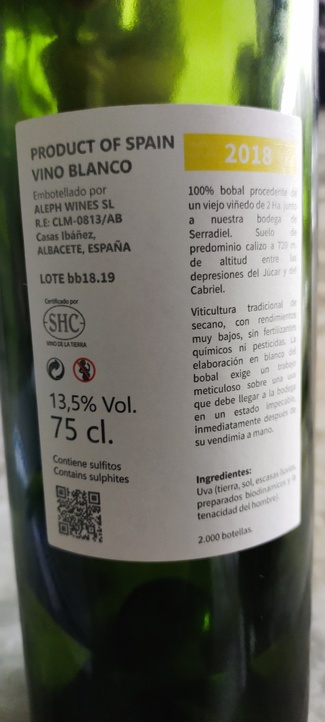 Aleph blanco de Bobal 2018