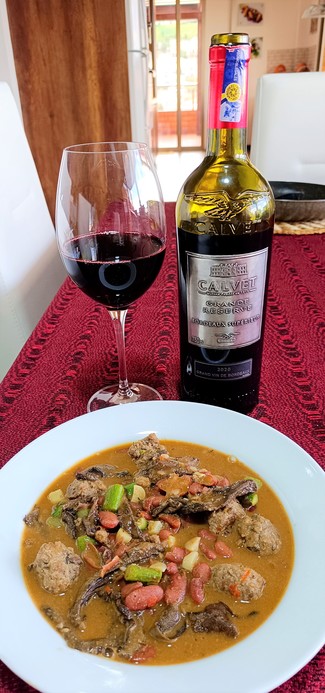 Con los frijolitos con setas y albóndigas caseras