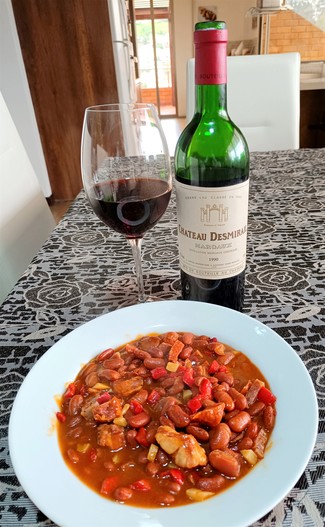 Con las alubias pintas con chorizo