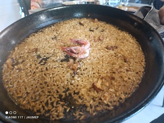 Arroz de gambas y rebozuelos