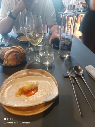 Flor de calabacin relleno de brandada de bacalao