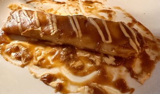 Canelón de pollo y gambas