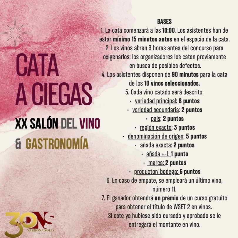Ganador del concurso de cata a ciegas individual del XX Salón Narbona y Solís de vino y Gastronomía