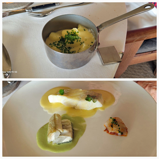 Trilogia de Rodaballo y nyoquis de patatas
