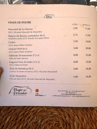 carta vinos postre