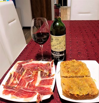 Con el jamón de bellota.
