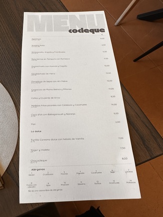menu