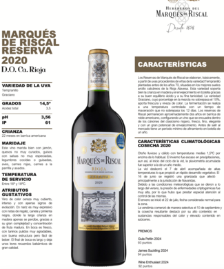 Marques de Riscal reserva 2020