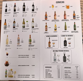 carta bebidas