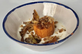 Ajo blanco de coco con boniato