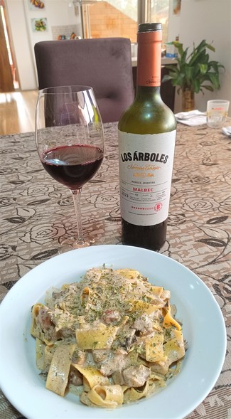 Con unos papardelle con portobellos