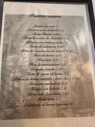 carta postres