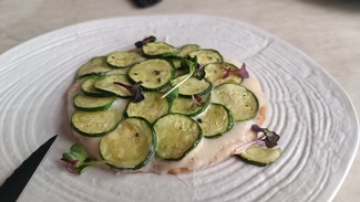 Coca de calabacín y scamorza