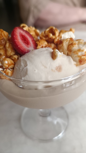 Pana cotta  de café y palomitas