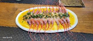 Sashimi de gambas canarias a la bilbaina