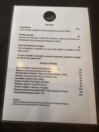 carta postres