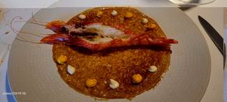 Arroz "socarrat con gamba roja